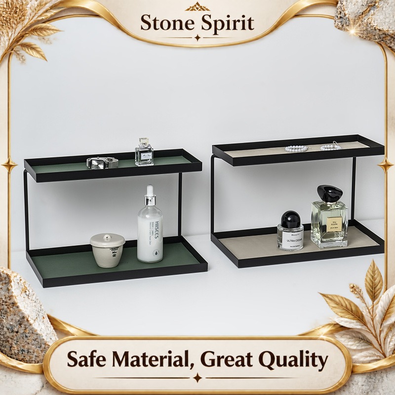 Luxury Skincare Organic - 2-stufiges Schreibtisch-Aufbewahrungsregal, Luxuriöser Kosmetik-Organizer für Hautpflegeprodukte,